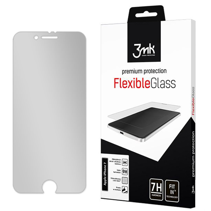 Szkło hybrydowe 3mk Flexible Glass dla Apple iPhone 8 Plus. 